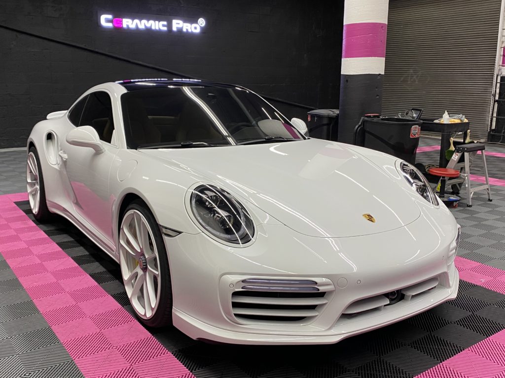 Porsche ceramic window tint installation at our LOng Beach California shop